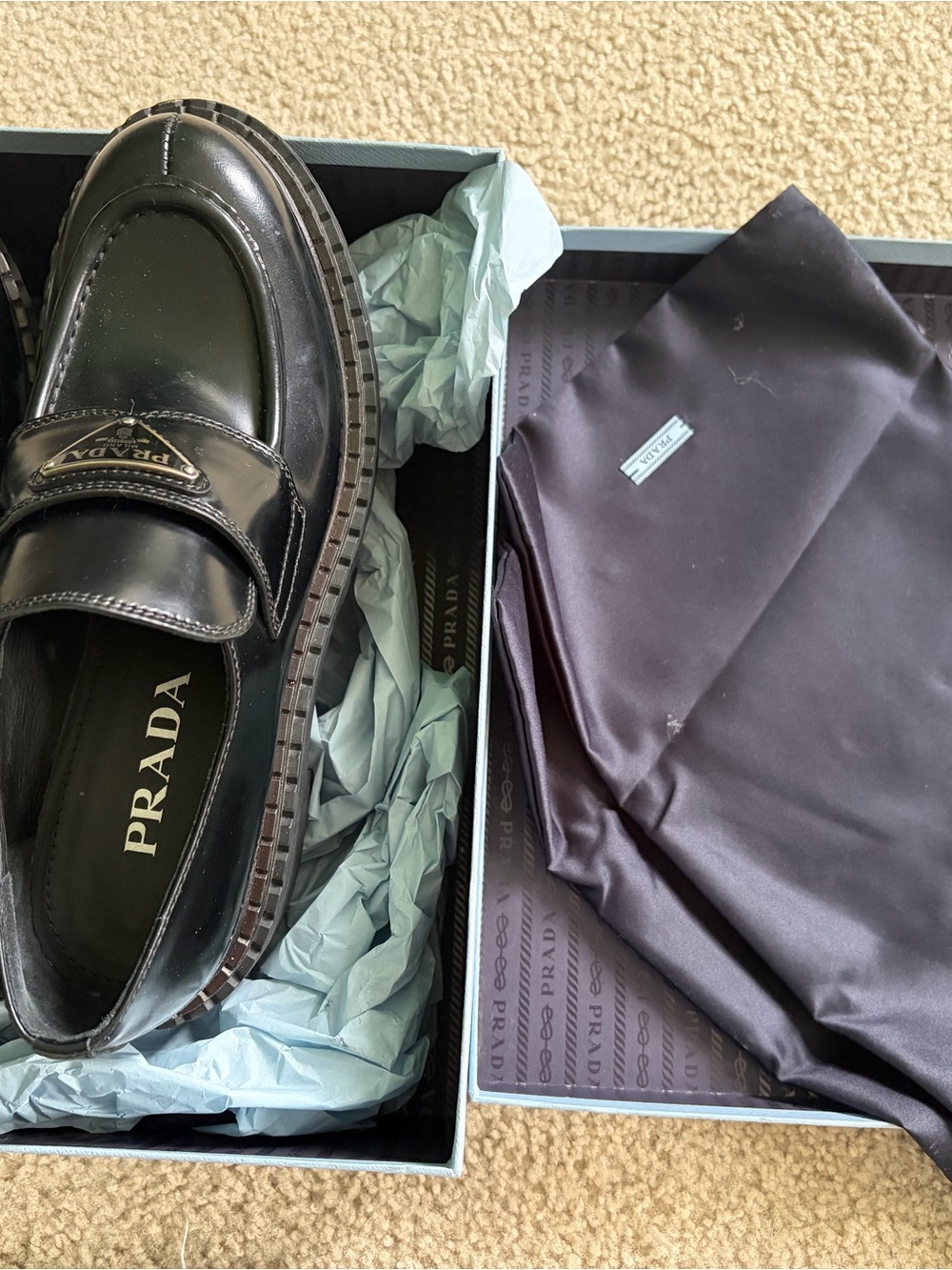 Prada Women's Double Chocolate Leather Loafers - Picture 6 of 9
